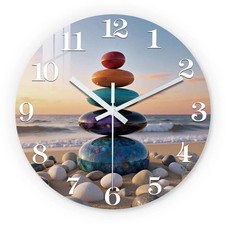 Zen Unruh Stein Holz Wanduhr