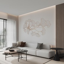 Ginkgo Blätter Wanddeko 3D Metall Wanddekoration Wandbild Wandschmuck 120x57cm!!