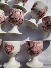 10 Stück Eierbecher PALISSY England THAMES RIVER SCENES Rot Top Zustand 