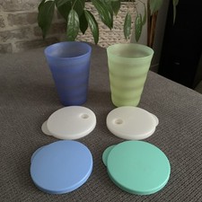 TUPPERWARE J37 2 JUNGE WELLE TRINKHALM BECHER 330 ML  