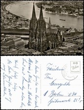 Ansichtskarte Köln Kölner Dom vom Flugzeug aus, Flugbild von SW 1960
