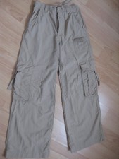 Weite H&M Cargohose Beige Gr. 164 Baumwolle Mädchen gerades Bein Cargo Taschen