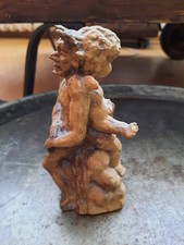 Skulptur Teufel Engel Devil Angel Figur Statue Doppelfigur 1900 antik Original