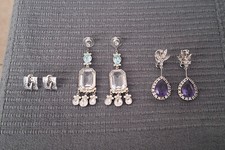Ohrringe Set 3 Paare Swarovski hängend Ohrstecker lila Tropfen Wert über 119€