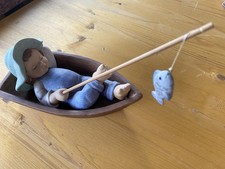 Porzellanfigur Schlafender Angler Im Boot von Goebel