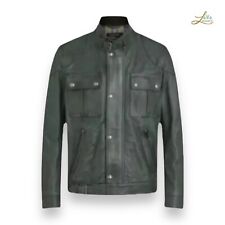 Belstaff Gangster Lederjacke - Pine Green Hand-Waxed, Herren Größe 52 "