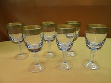 Hochwertige Kristallgläser 6 Weingläser H = 13,5 cm mit breitem Goldrand