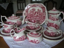 Tee Kaffee Service Spode Pink Tower 6 Personen Antik