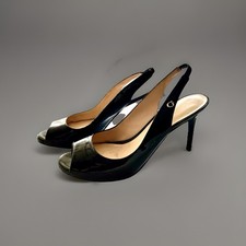 Peeptoes Pumps, Sling-Pumps, Schwarz, Lack, Größe 40