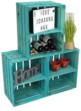 3er Set Weinkisten Johanna Türkis Quer Regalkiste Obstkiste Apfelkiste Schuhrega