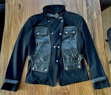 Belstaff Jacke Damen Black Label Gr. 48 (ital. Gr.) Schwarz mit Ledereinsätzen