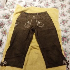 Damen Wildlederhose gr.34.  Braun. .Kniebund..& eine schöne Brosche...