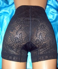 Stramme Vintage Langbein Spitzen Miederhose Schlüpfer 70 schwarz Panty NEU (do18