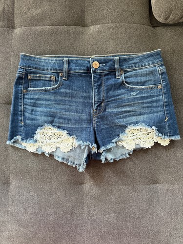 Jeansshort mit häckelspitze - jeansshort,