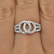 925 Sterling Silber Ring Rundschliff C Z ineinander verschlungen Kreis Größe 6,75