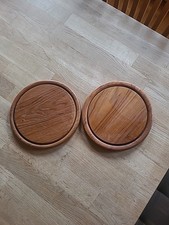 2  Schneidebretter Frühstücksbretter Rund mit Saftrille 25cm aus Eiche?Gebraucht