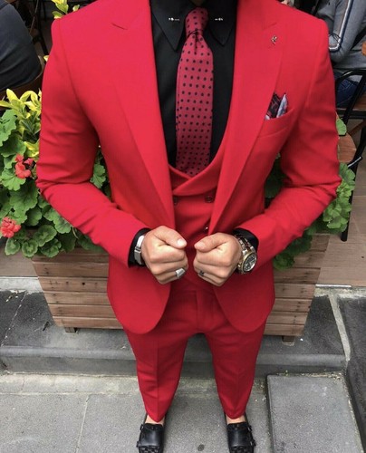 Slim fit herrenanzug - slim, rot