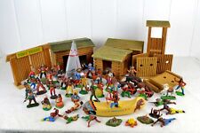 Konvolut DDR Indianer Coweboys Fort Texas Kanu Tipi Zelt Figuren Spielzeug Holz 