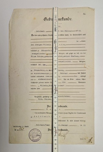 Sulzbach geburtsurkunde 1893 - -,
