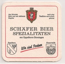 Schäfer Bier Spezialitäten, Eppelborn - alter Bierdeckel "Wir sind Partner"