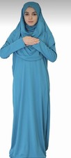 Türkis  Gebetskleidung Schleier Kleid Muslimische Burka Khimar Islamische