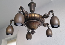 Deckenlampe, Kronleuchter,  Messing / Bronze, um 1900, Gründerzeit, Original, 