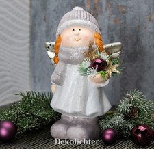 Weihnachtsgesteck Deko Engel Keramik Gesteck 21cm Schutzengel Tischdeko