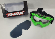 Motocross-Brille TWO-X Crossbrille Race Roll Off MX grün Enduro Cross Wie Neu