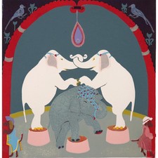 INGRID JÖRG SELTENER LINOLSCHNITT CIRCUS ELEFANTEN BERLINER HANDPRESSE VP: 180€*