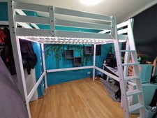 Ikea Stora Hochbett 140x200 cm weiß gebeizt. Inklusive Lattenrost