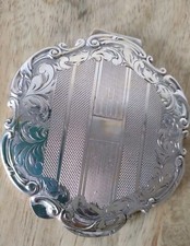 Schöne Jugendstil Puderdose silber 800, Taschenspiegel, Schminkspiegel 