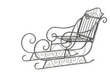 Dekorativer Schlitten Metall Grau 78x31x53cm Dekoschlitten Weihnachtsschlitten