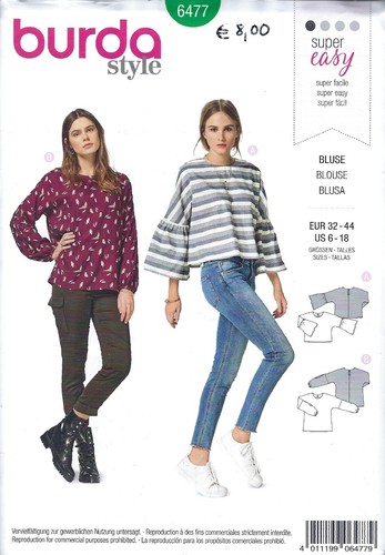 Burda schnittmuster 6477 bluse - schnittmuster,