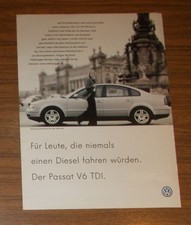 Seltene Werbung Volkswagen VW PASSAT V6 TDI - Vorurteile 1999