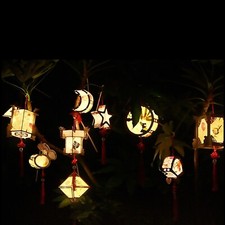 Praktisch Chinesische Laternen LED Lampe Aus Holz DIY Dekoration Draußen OL