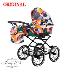 KUNERT ROMANTISCHER RETRO KINDERWAGEN SCHWARZER RAHMEN 3in1 KINDERBETT + KINDERWAGEN + AUTOSITZ