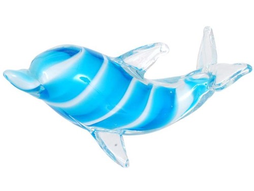 Glasdelphin blau türkis - glasdelphin, blau-türkis-weiß
