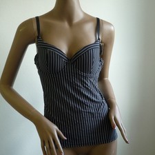 Bügel BH-Hemd Schwarz mit Nadelstreifen Change of Scandinavia 80 85 C - DD