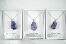 ANHÄNGER mit HALSKETTE Druse Geode QUARZ AQUA AURA Mineral Kristall Anhänger