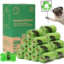 360/600pcs Biologisch abbaubar Gassibeutel Hundekotbeutel Hundebeutel+Spender