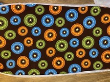 Stoff Jersey braun little darling bunte Kreise mit Sternen VB 150 x 30 cm