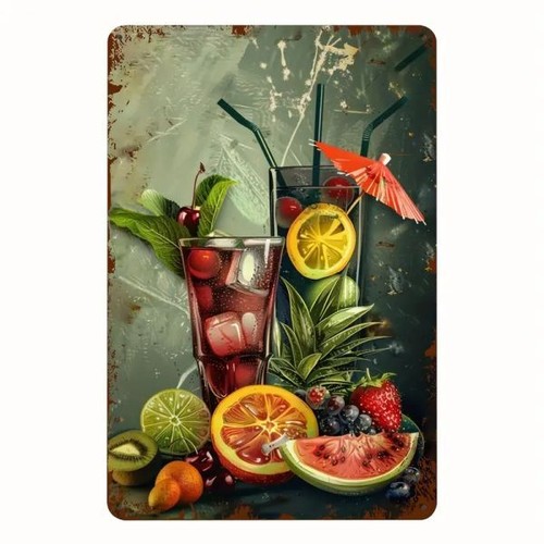 Blechschild cocktail obst - cocktail,