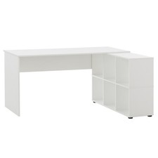 Eck-Schreibtisch - weiß - mit