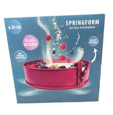 Coox Silikon Springform mit Glas-Servierplatte Ø 26cm Dunkelrot Leicht zu öffnen
