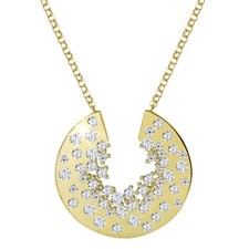 Collier Anhänger mit Zirk. und  Erbsenkette 925 Silber vergoldet