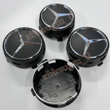 4X 75mm Nabendeckel Radkappen Nabenkappen Matt Schwarz Für Mercedes Benz AMG