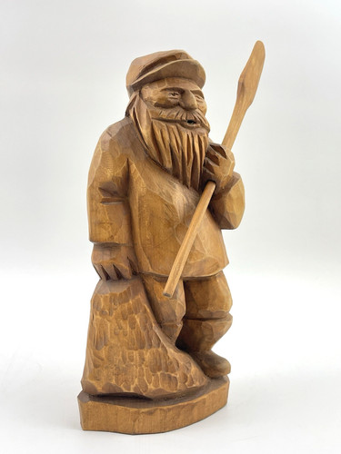 Fischer mit ruder - holzfigur, |