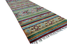 Teppich Orient Kazak Galerie Läufer 90x292 cm 100% Wolle Handgeknüpft gestreift