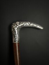 Jugendstil Spazierstock  Griff 800er Silber mit Engel floral um 1900