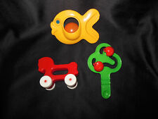 Berchet 1979 Diefenbach Design 3 Baby Rasseln Rassel Baum, Fisch, Pferd